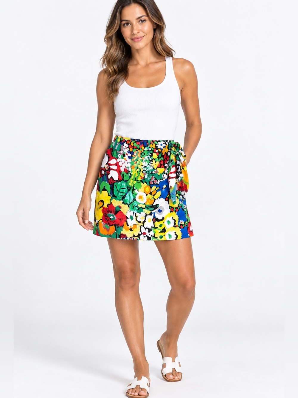 Jams World Flower Jazz Mini Wrap Sarong Skirt Rayon Hawaiian Floral Size Large